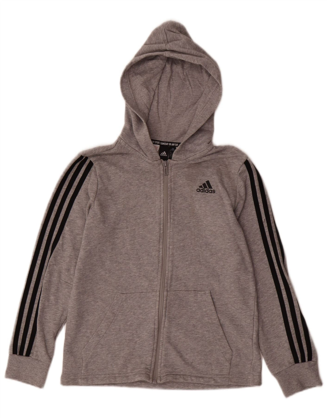 Pulover ADIDAS pentru băieți, cu fermoar, 11-12 ani, gri