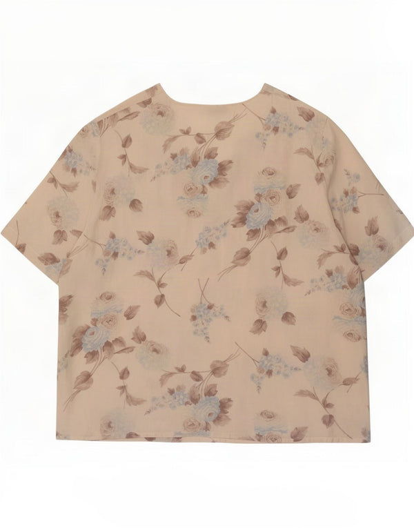 Bluză Vintage pentru femei UK 16 Large Bej Floral