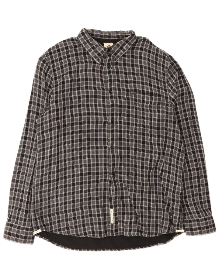 Cămașă de flanel Lee Lumberjack pentru bărbați, 2XL, gri din bumbac