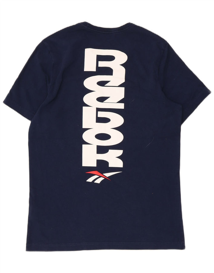 Tricou grafic Reebok pentru bărbați Top mediu din bumbac bleumarin