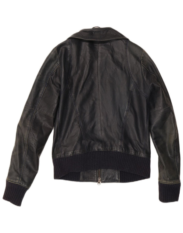 Geaca de piele vintage pentru femei IT 42 Medium Black Leather