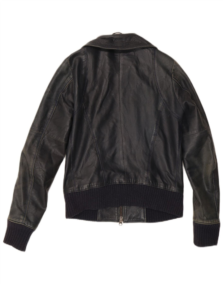 Geaca de piele vintage pentru femei IT 42 Medium Black Leather