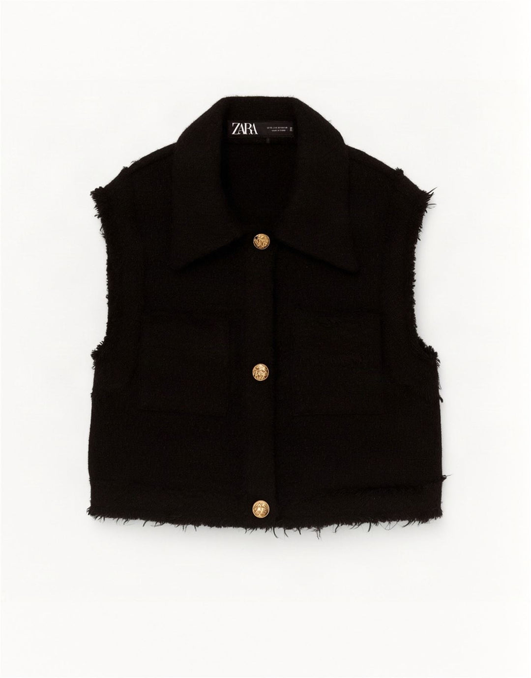 Gilet pentru femei Zara UK 6 XS, negru, poliester