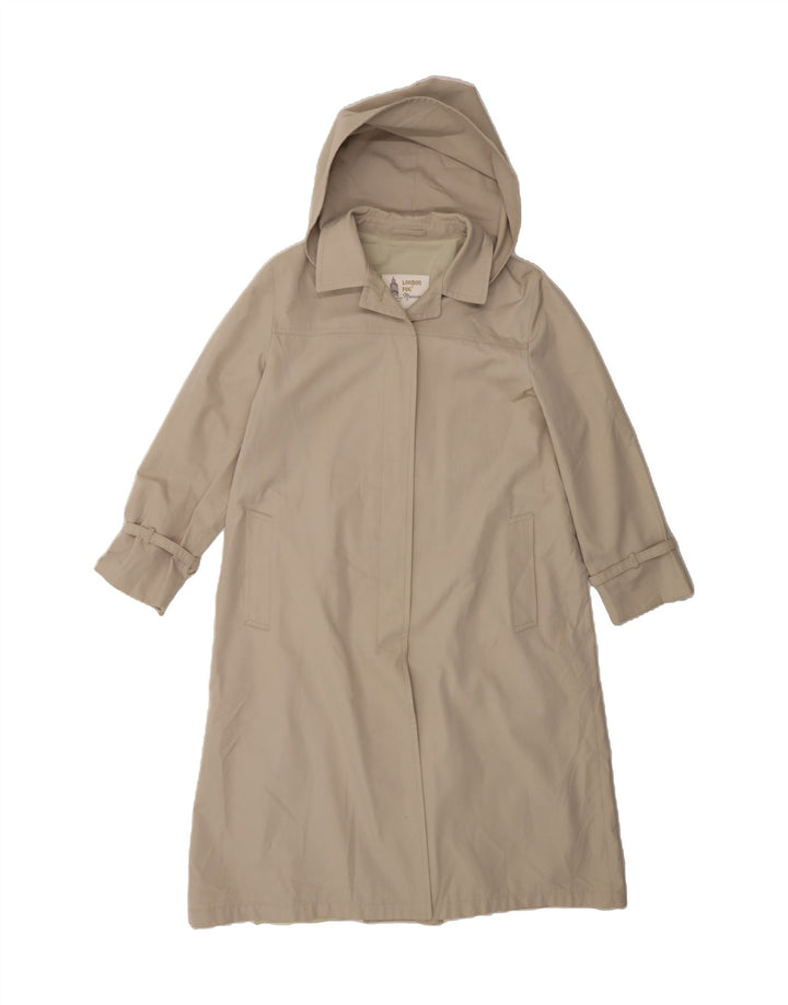 LONDON FOG Womens Hooded Overcoat US 12 Large Beige Polyester Vintage London Fog and Second-Hand London Fog from Messina Hembry 