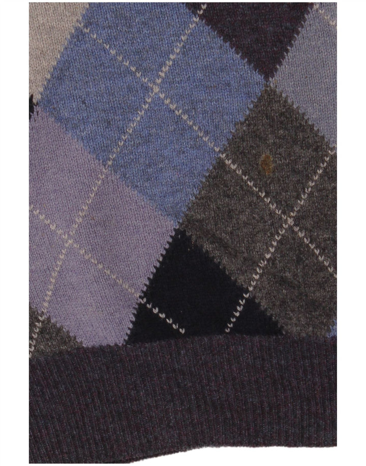 Pulover pentru bărbați Marks & Spencer, cu decolteu în V, violet mediu Argyle/Diamond