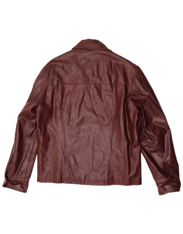 Jachetă de piele vintage pentru bărbați UK 40 mare Burgundy