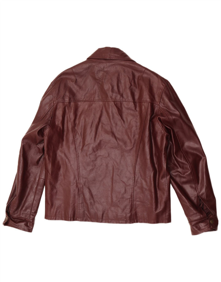 Jachetă de piele vintage pentru bărbați UK 40 mare Burgundy