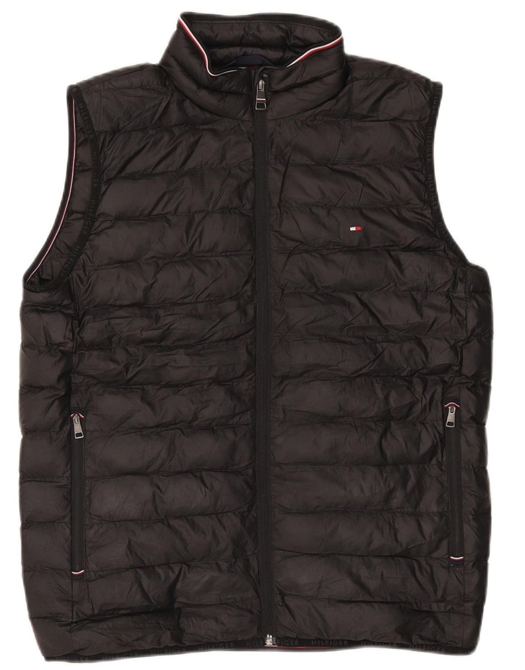 TOMMY HILFIGER Gilet căptușit pentru bărbați UK 36 Poliester negru mic