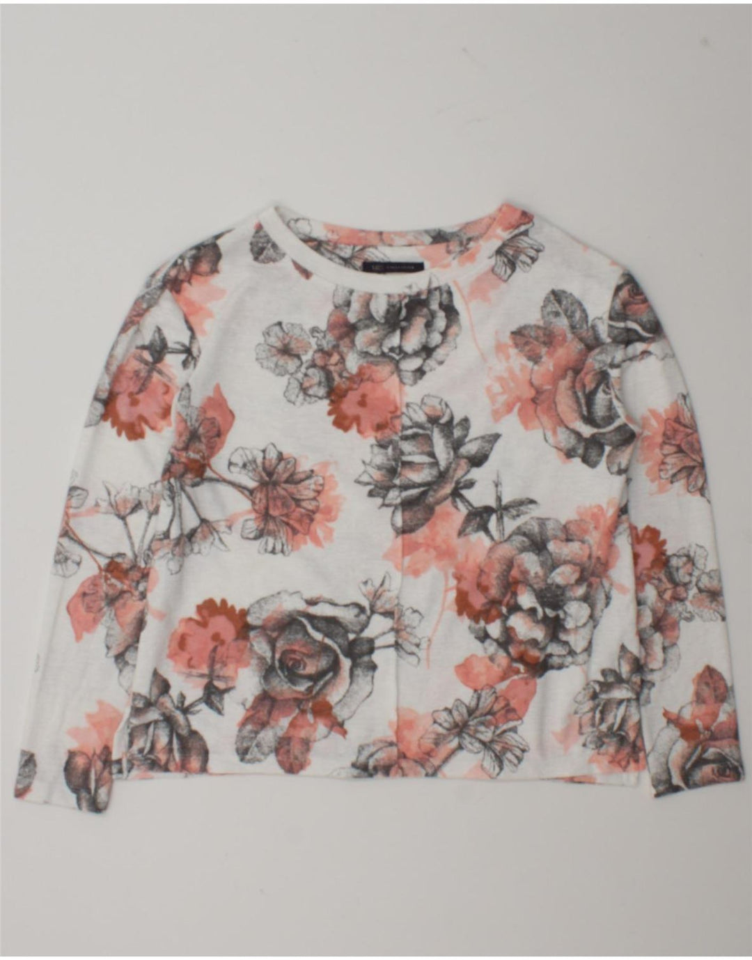 Marks & Spencer Top supradimensionat pentru femei cu mânecă lungă UK 10 Small White Floral