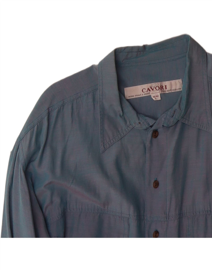 CAVORI Mens Shirt Size 41/42 Large Blue Vintage Cavori and Second-Hand Cavori from Messina Hembry 