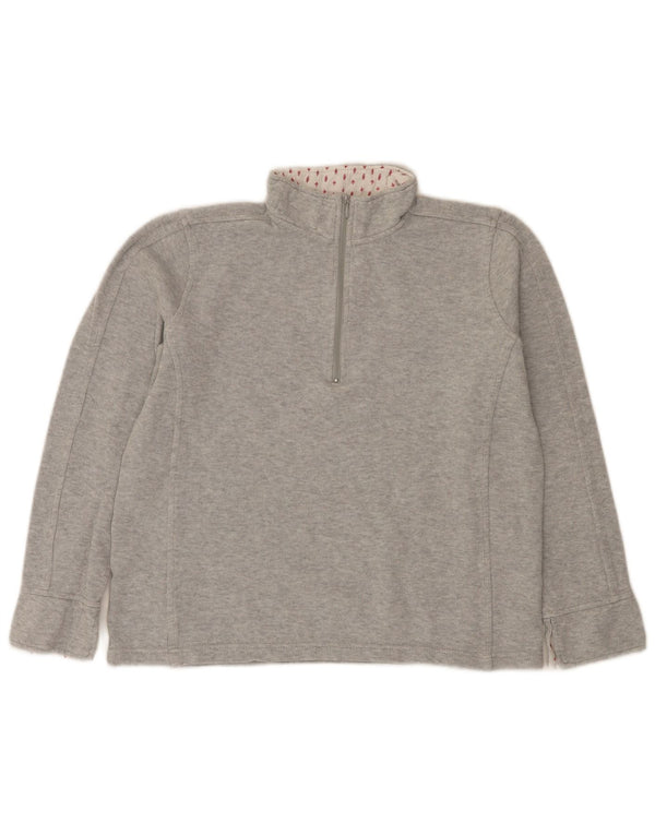 Pulover pentru femei Orvis, cu fermoar, cu gât, UK 14, bumbac, gri mediu