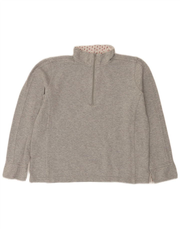 Pulover pentru femei Orvis, cu fermoar, cu gât, UK 14, bumbac, gri mediu