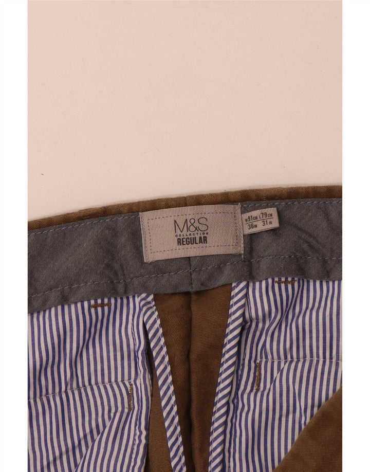 Pantaloni de costum obișnuiți drepți pentru bărbați Marks & Spencer L36 L31 bumbac bej