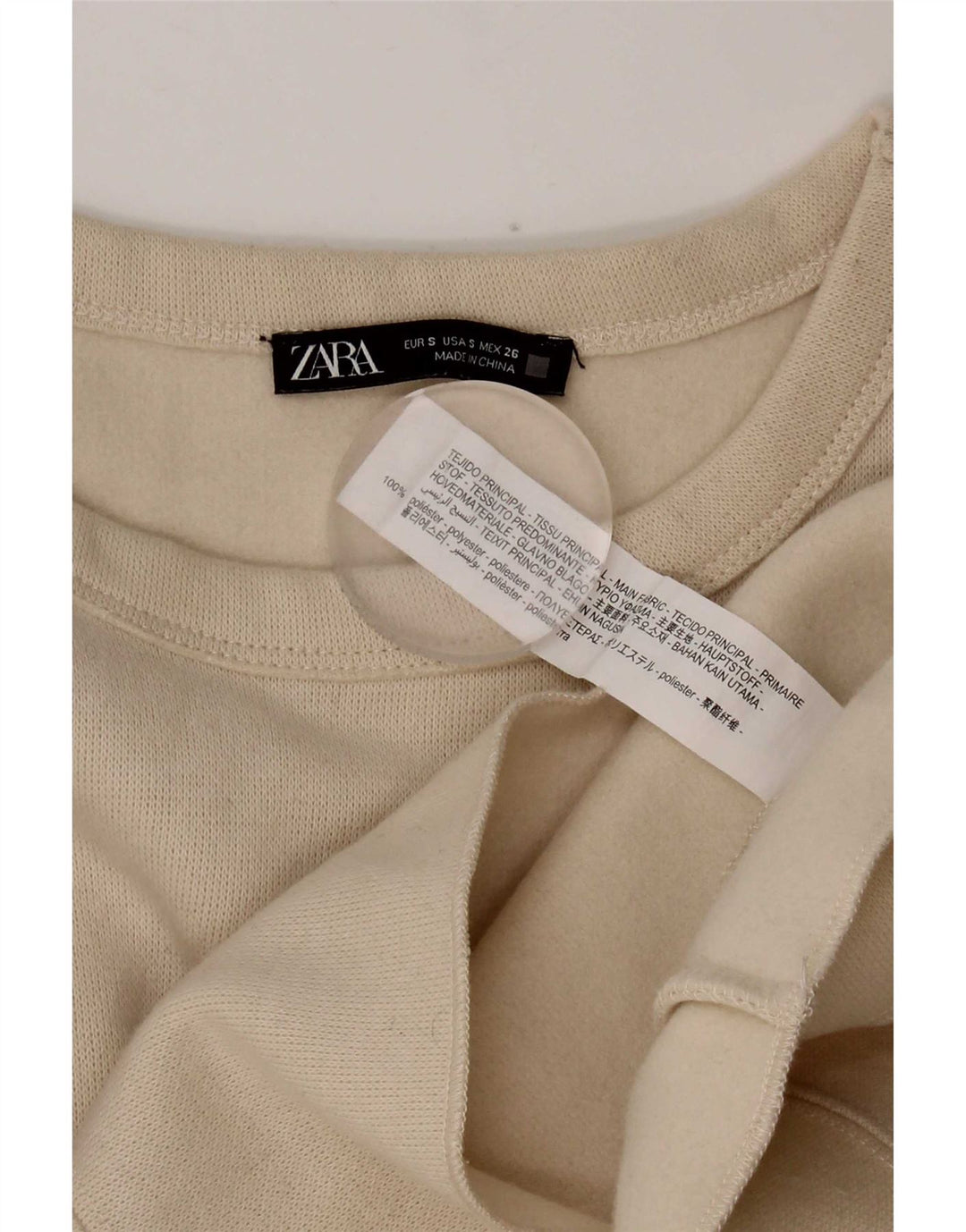 Pulover supradimensionat pentru femei Zara UK 10 Mic Bej Poliester
