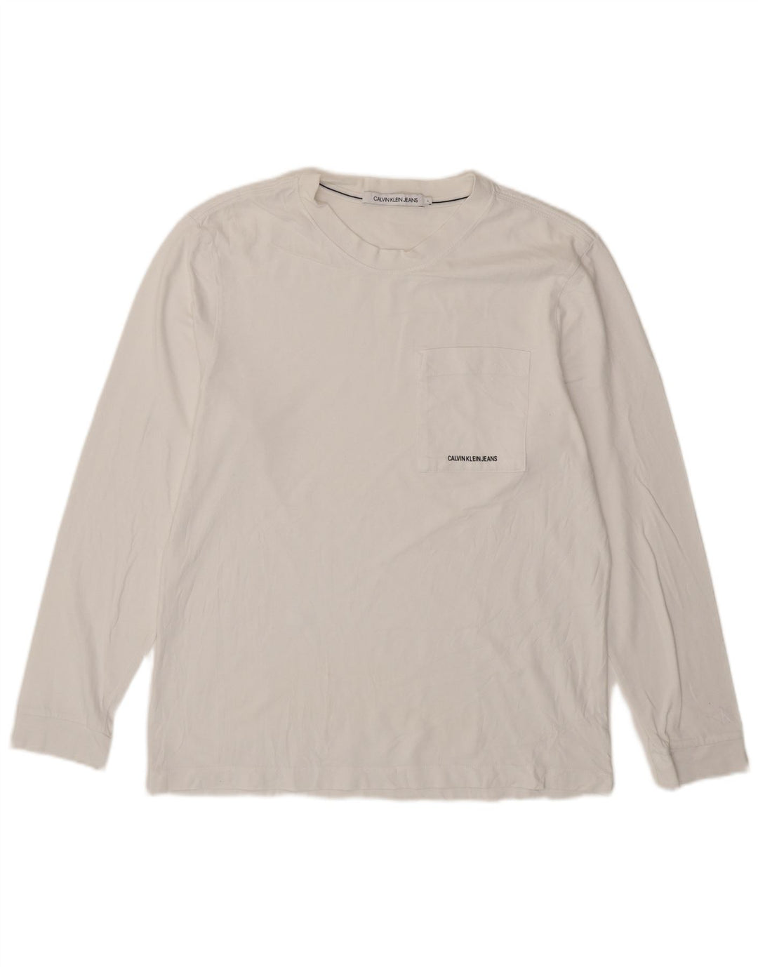 Calvin Klein Jeans Top pentru bărbați cu mânecă lungă, mare, alb