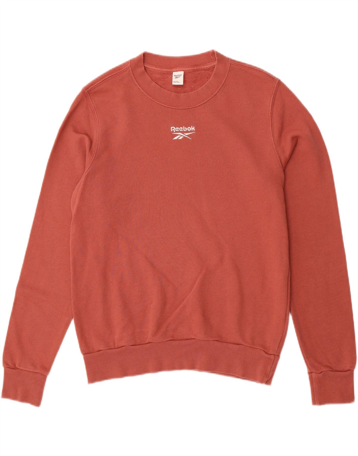 REEBOK Womens Oversized Sweatshirt Jumper UK 8/10 Small Maroon Cotton Vintage Reebok and Second-Hand Reebok from Messina Hembry 