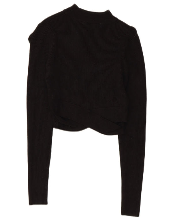 Crop Top pentru femei Zara cu mânecă lungă UK 8 mic, negru, viscoză