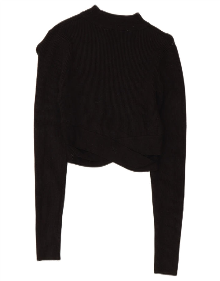Crop Top pentru femei Zara cu mânecă lungă UK 8 mic, negru, viscoză