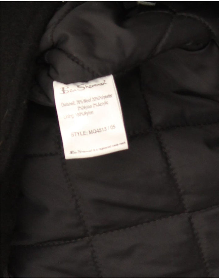 Jachetă parka cu glugă pentru bărbați Ben Sherman UK 40 Lână neagră mare