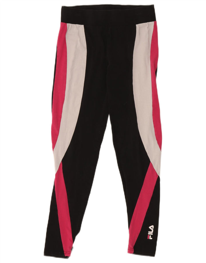 Leggings pentru femei FILA UK 8 mici, negru, color block, bumbac