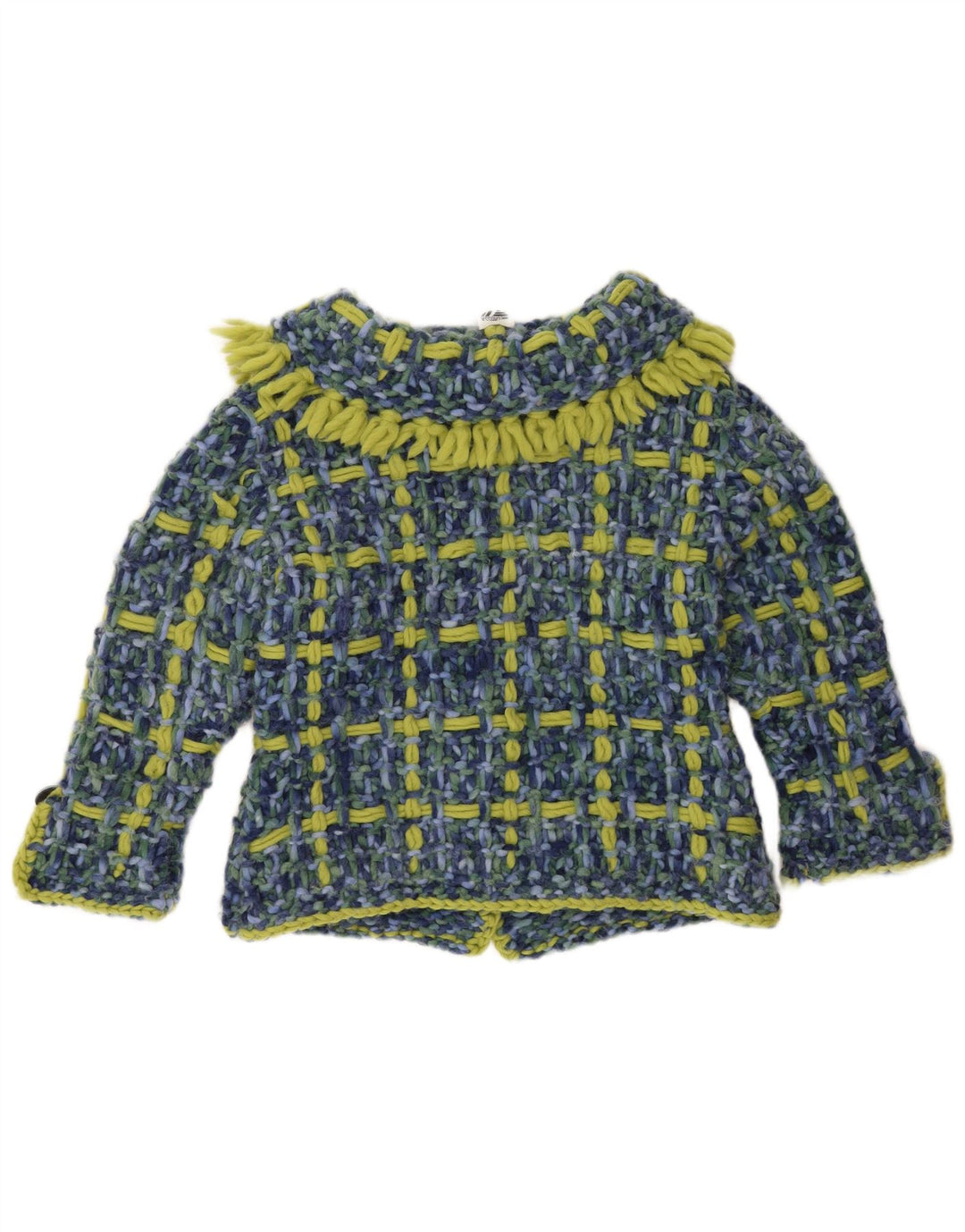 Pulover Cardigan Vintage pentru Damă UK 14 Large Blue Check
