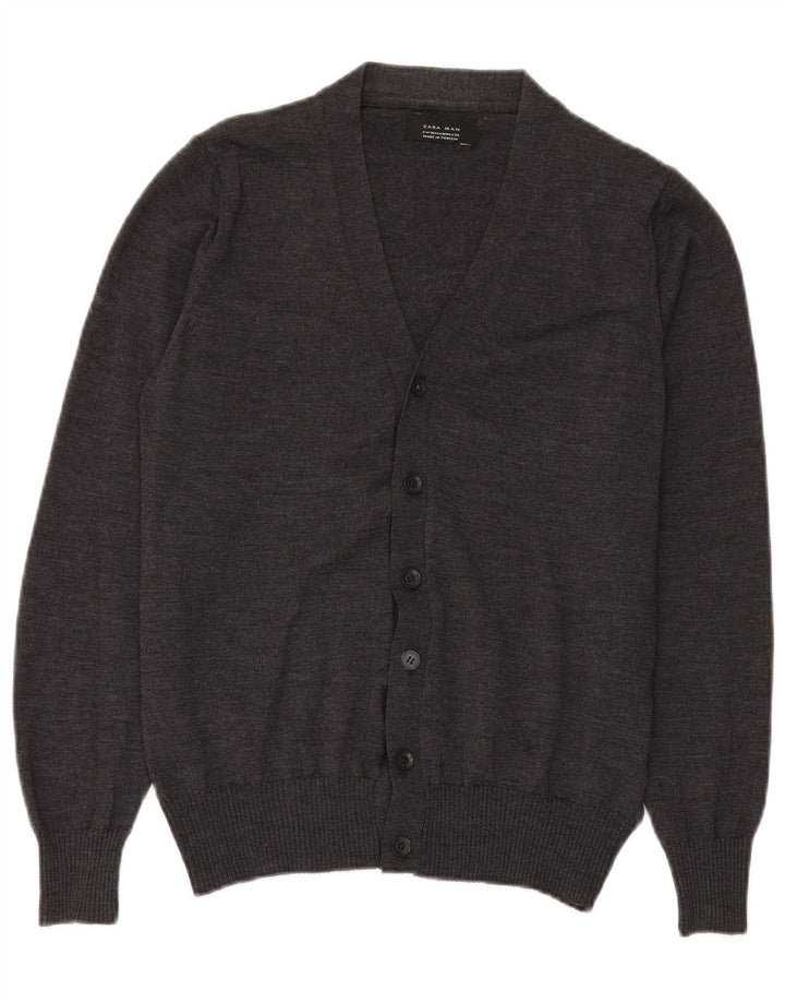 Pulover cardigan pentru bărbați Zara, gri mediu