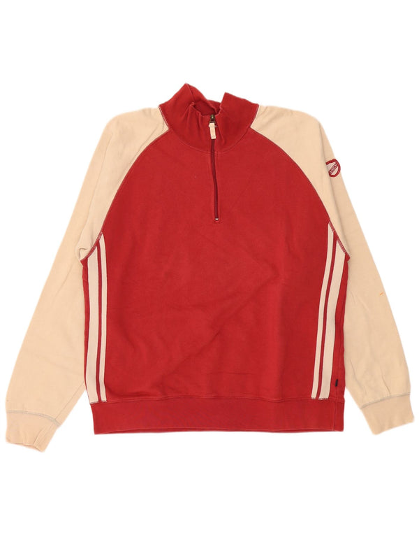 Pulover ASICS pentru bărbați, cu fermoar, cu gât, 2XL, bumbac color bloc roșu