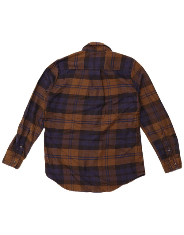 Cămașă de flanel supradimensionată pentru femei Eddie Bauer UK 6 XS Poliester cu carouri maro
