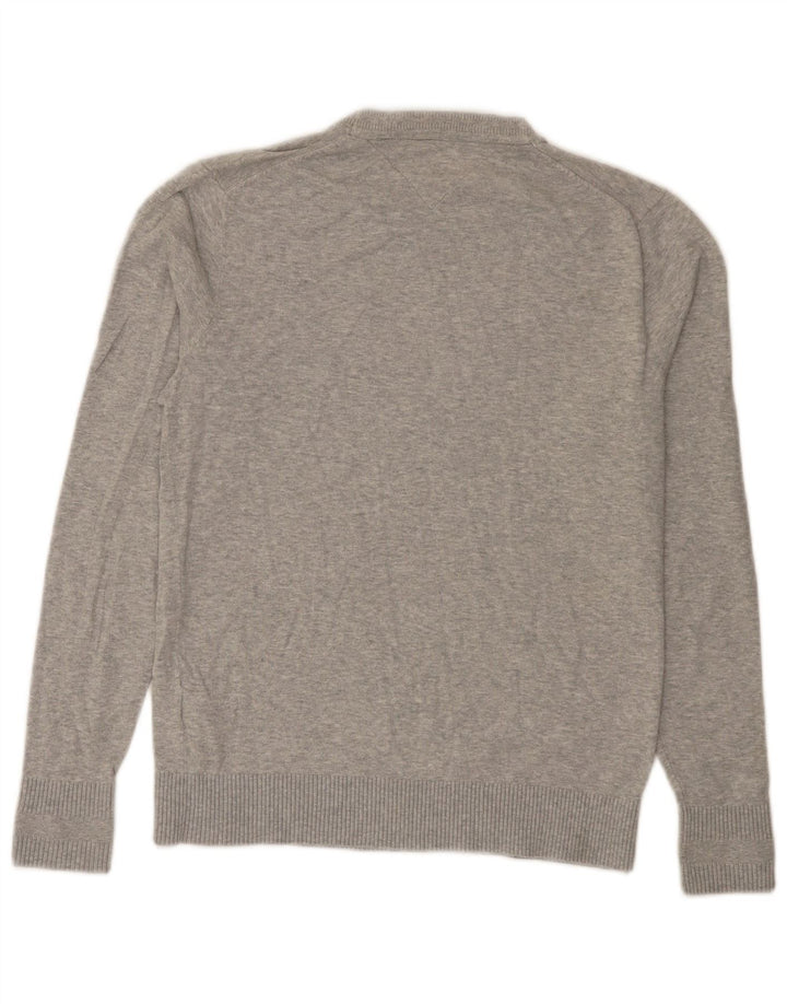 Pulover Tommy Hilfiger pentru bărbați, cu croială normală, cu decolteu, mic, gri, bumbac