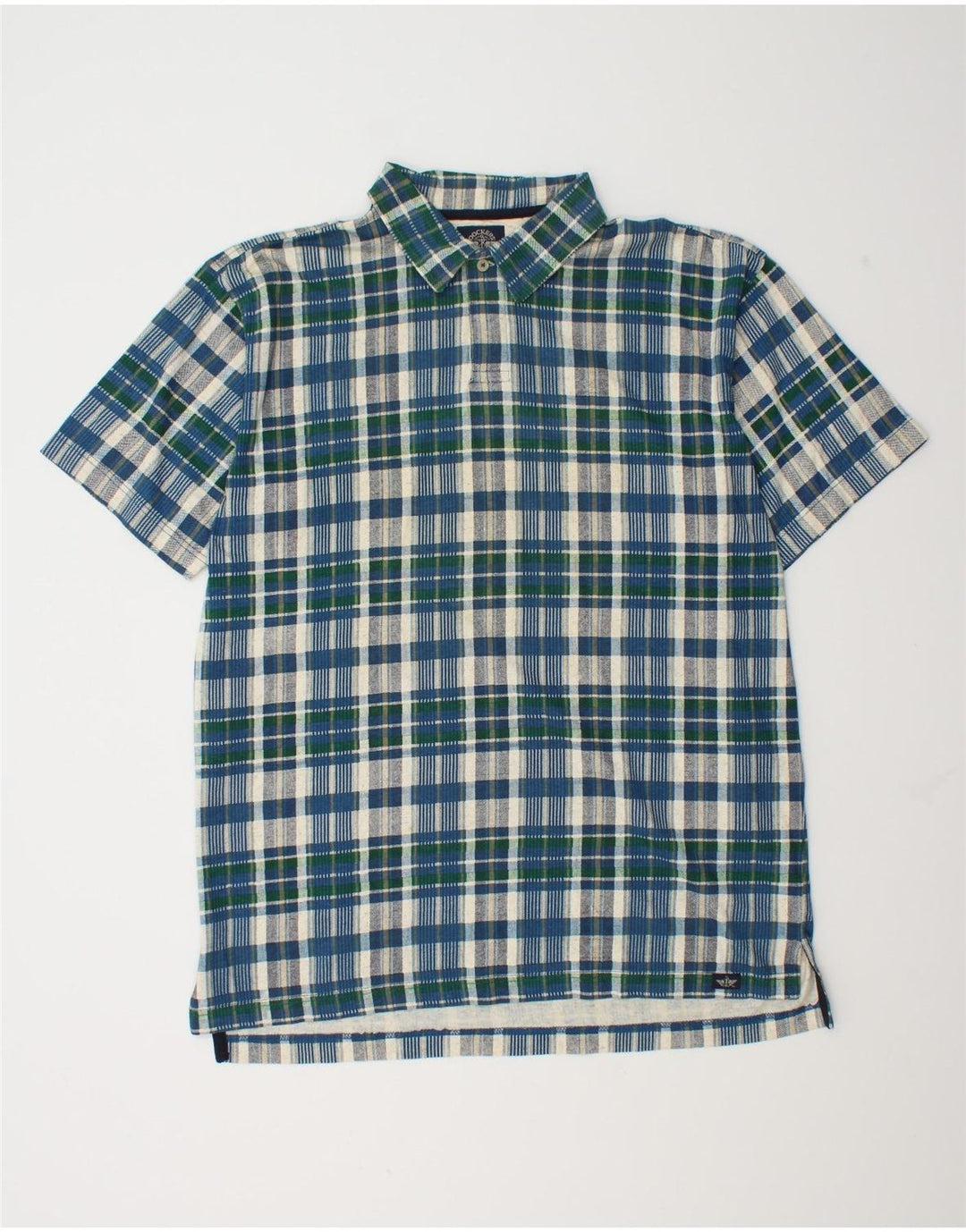 Cămașă pulover cu mânecă scurtă Dockers pentru bărbați, bumbac cu carouri albastru mediu