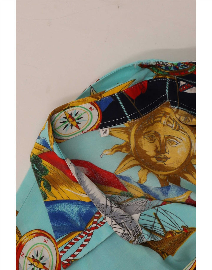 Cămașă vintage cu model abstract pentru femei UK 14 Medium Multicolor Geometric