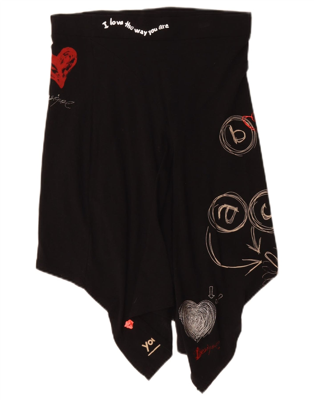 Fusta asimetrică cu grafică Desigual pentru femei, mică W27, bumbac negru