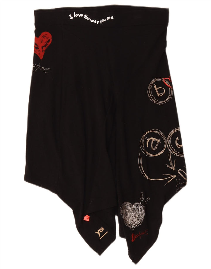 Fusta asimetrică cu grafică Desigual pentru femei, mică W27, bumbac negru