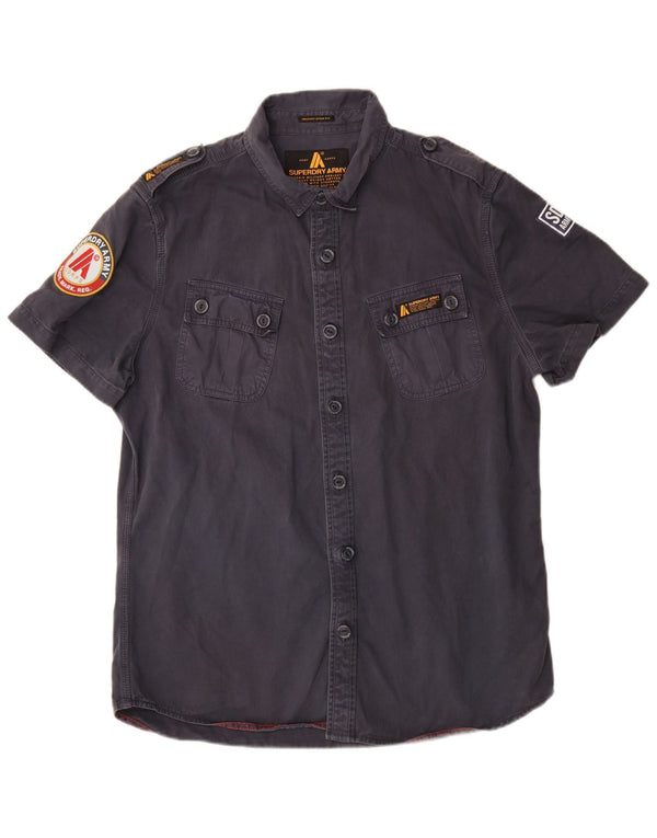 Cămașă cu mânecă scurtă cu grafic militar Superdry pentru bărbați, bumbac bleumarin 2XL