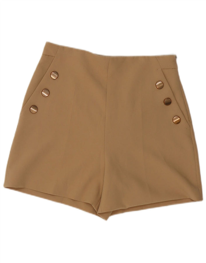 Pantaloni scurți casual pentru femei cu talie înaltă Zara Medium W28 poliester bej