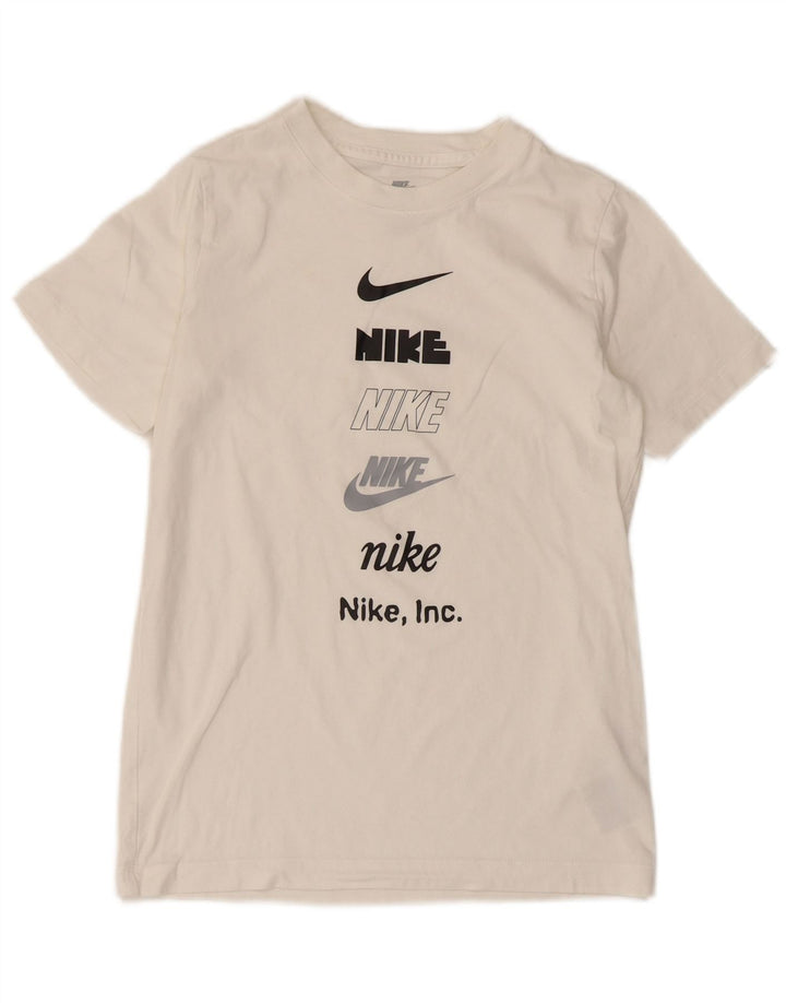 Tricou grafic Nike pentru băieți Top 10-11 ani Bumbac alb mediu