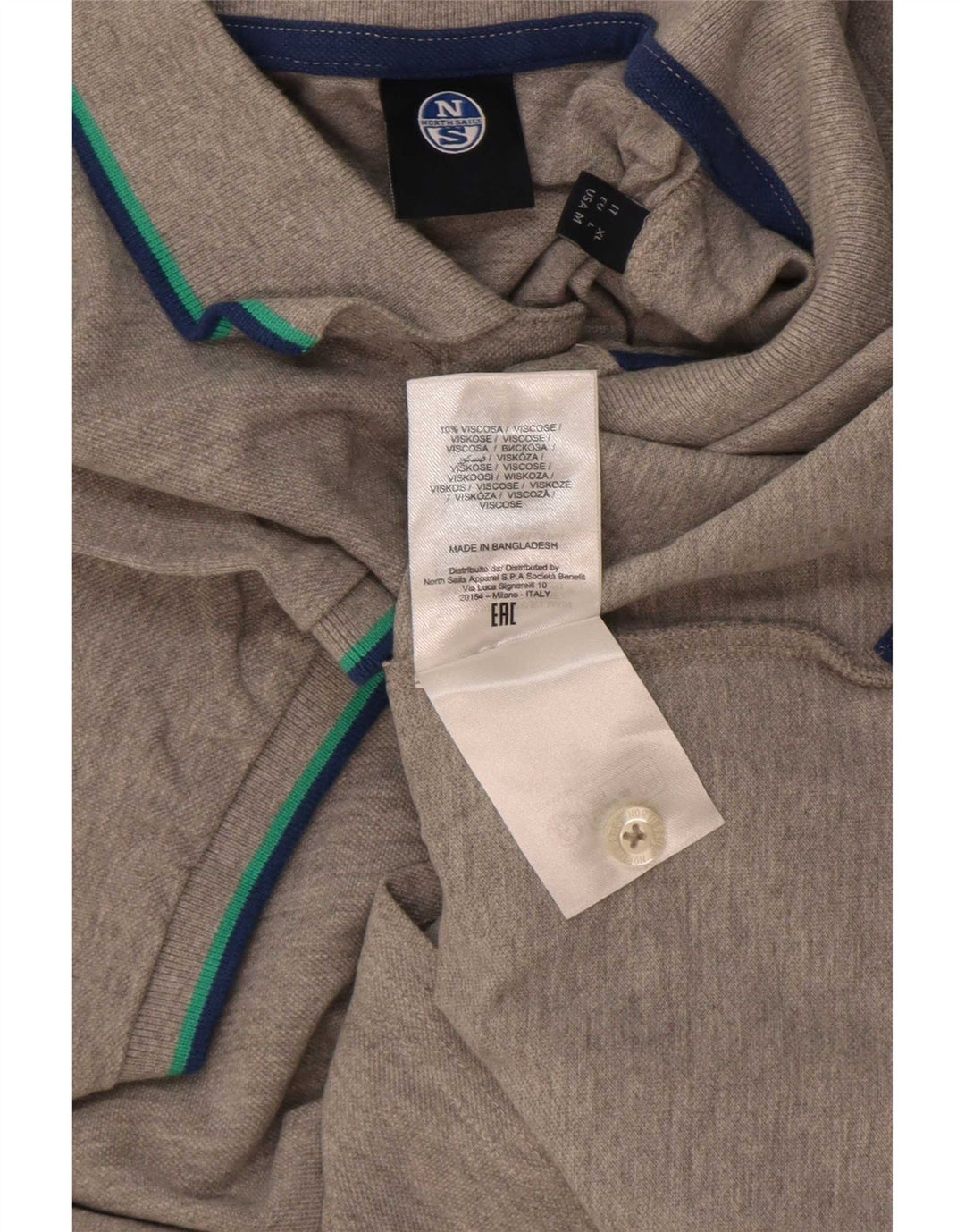 Tricou polo North Sails pentru bărbați, viscoză cu dungi gri medii