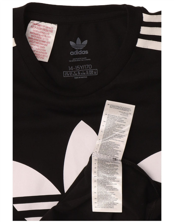 Rochie tricou grafic pentru fete ADIDAS 14-15 ani bumbac negru