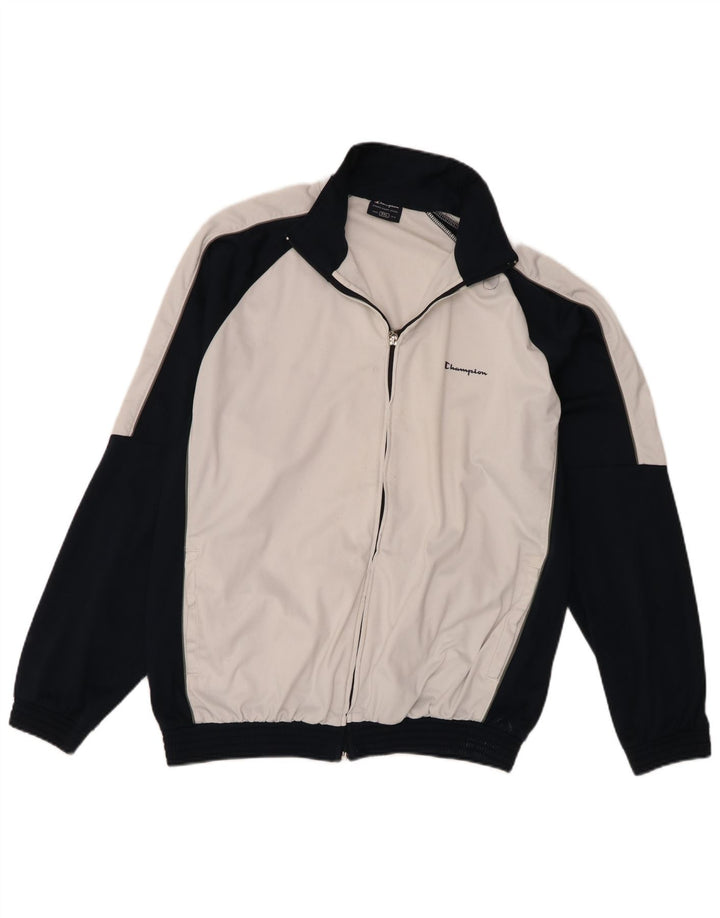Jachetă de trening pentru bărbați, cu croială obișnuită, 2XL, albă, bloc de culoare