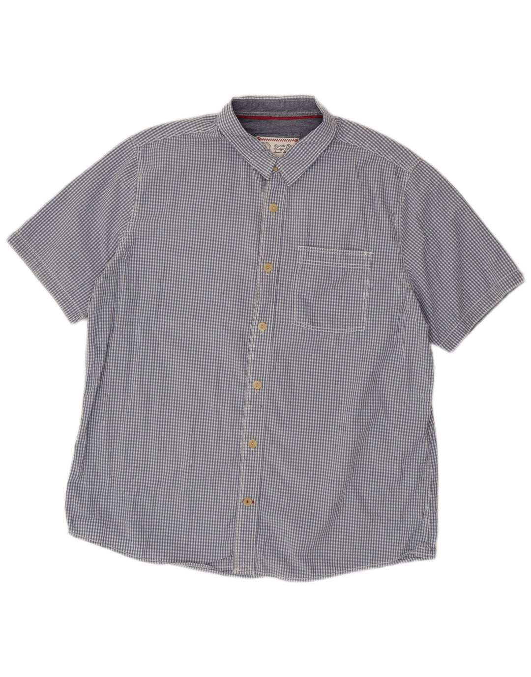 Cămașă cu mânecă scurtă pentru bărbați Fat Face XL Blue Gingham Bumbac