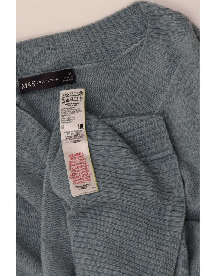 Pulover pentru femei Marks & Spencer cu decolteu în V UK 12 Medium Blue Acrylic
