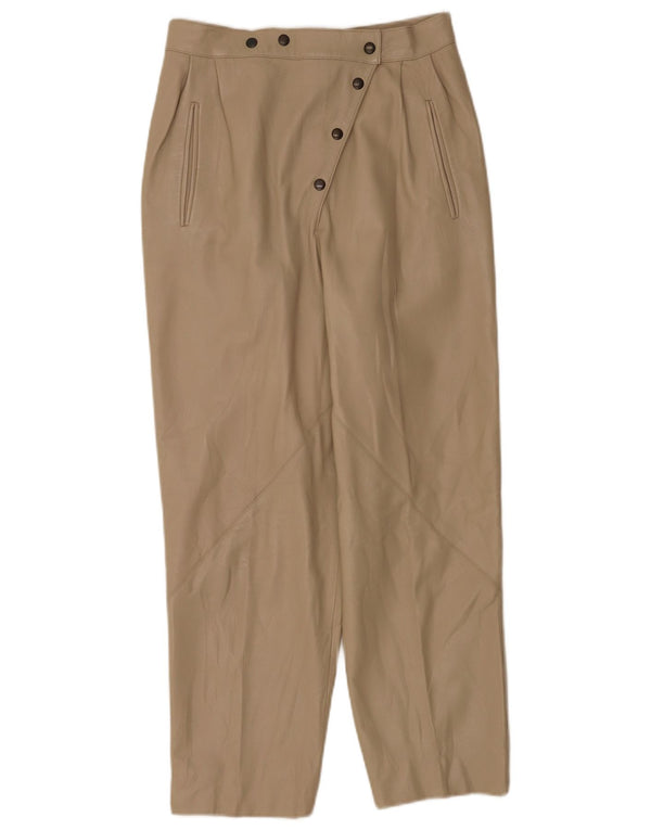 Pantaloni vintage din piele conică pentru femei IT 44 Medium L26 L26 Piele bej