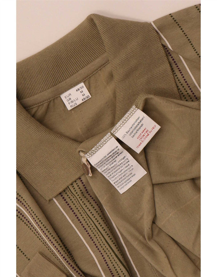 Tricou polo vintage pentru bărbați, bumbac cu dungi kaki mediu