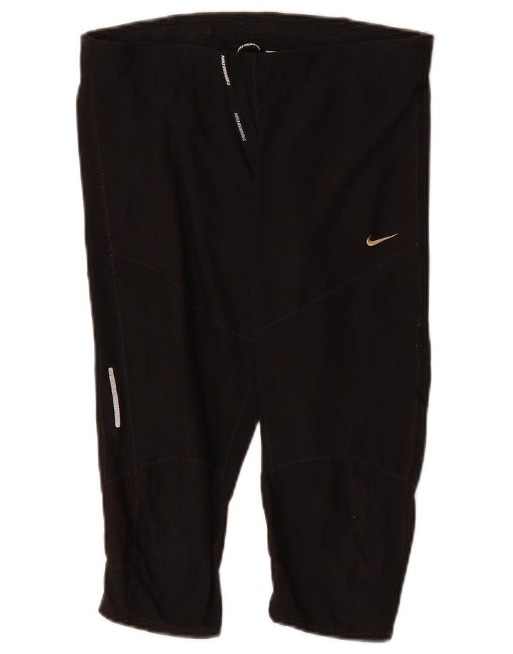 Pantaloni de trening NIKE Dri Fit Capri pentru femei UK 12 Poliester mediu negru