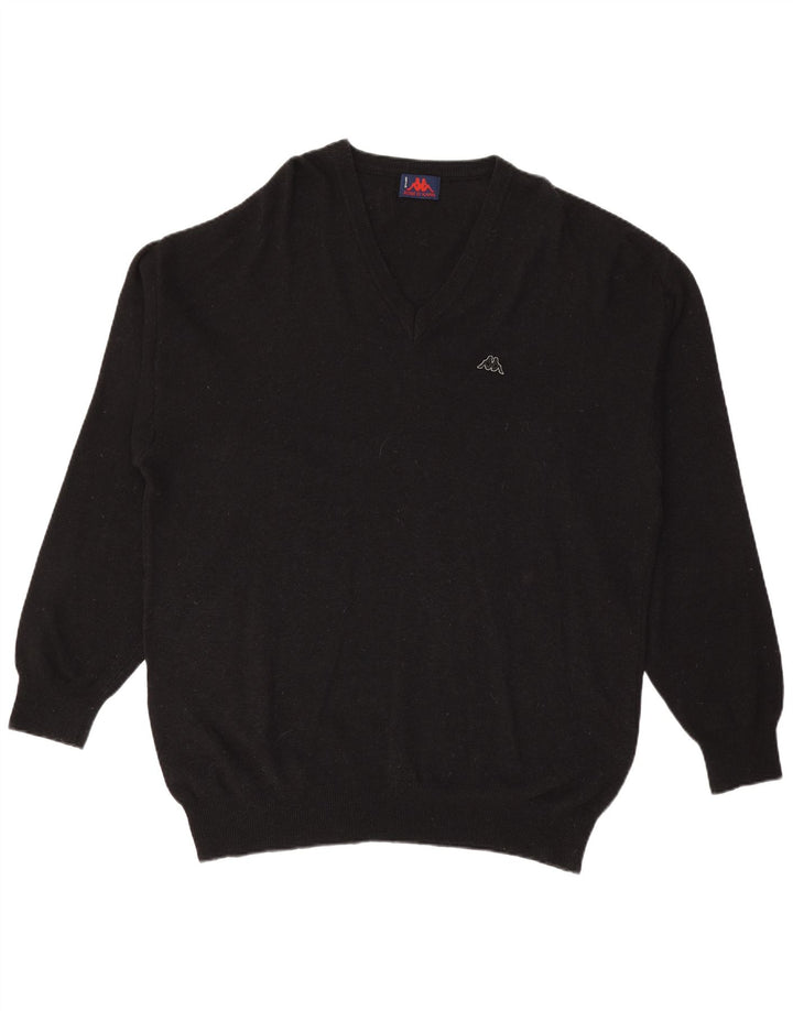 Pulover pentru bărbați KAPPA cu decolteu în V, XL, lână neagră