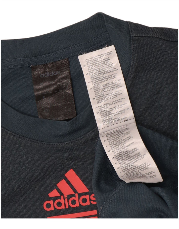 Tricou grafic pentru bărbați Adidas Top mic, poliester bleumarin