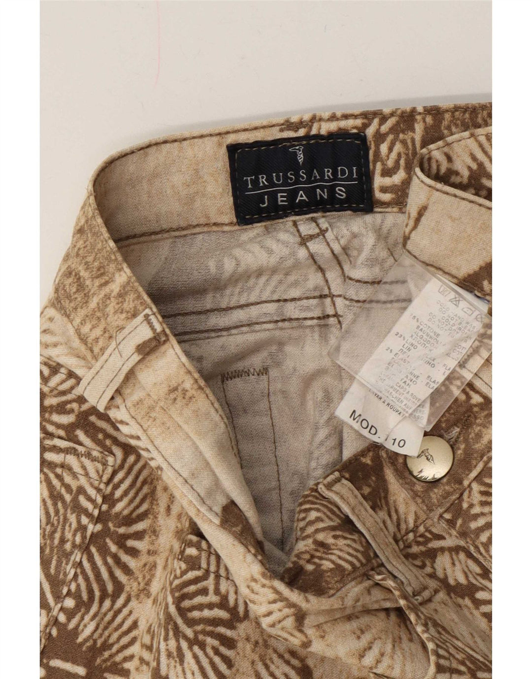 Trussardi Pantaloni casual drepti cu model abstract pentru femei W26 L31 bej