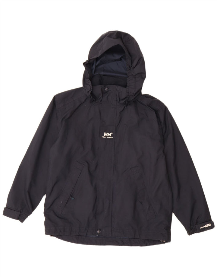 Jachetă de ploaie cu glugă Helly Hansen pentru băieți, 11-12 ani, poliester bleumarin