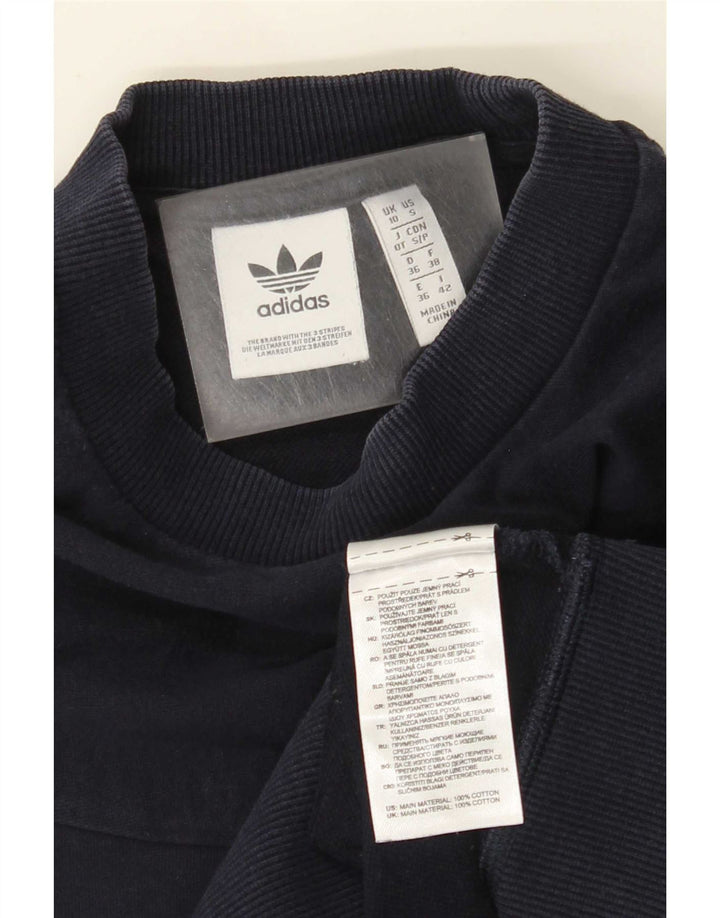 Pulover adidas supradimensionat pentru femei UK 10 mic bumbac bleumarin