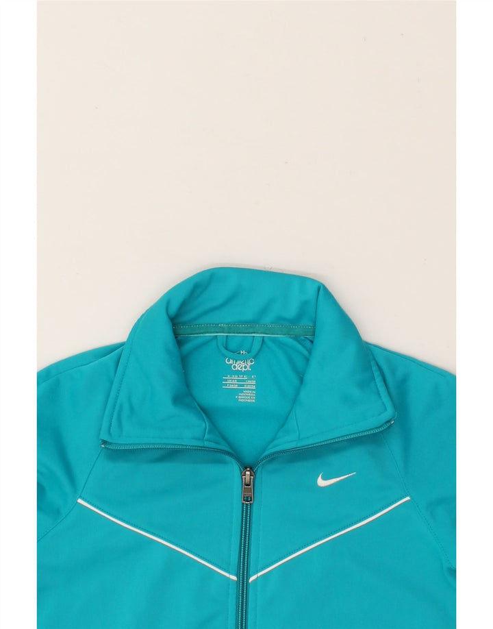 NIKE Womens Tracksuit Top Jacket UK 4/6 XS Blue Polyester Vintage Nike and Second-Hand Nike from Messina Hembry 